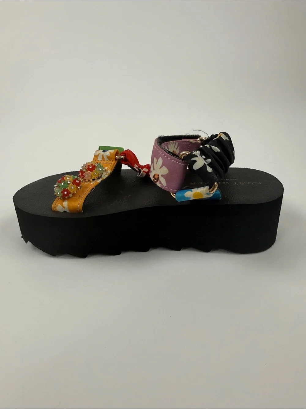 Kurt Geiger London Kids Floral Platform Slide Sandals Beaded Multicolor